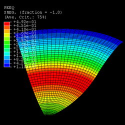 Finite-element prediction (ABAQUS Explicit) showing the distribution of plastic strain during stretching of a thin sheet with a hemispherical punch
