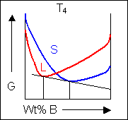 Schematic free-energy curves for solid and liquid