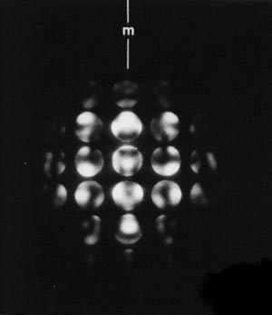 Diffraction pattern showing a zero order Laue zone