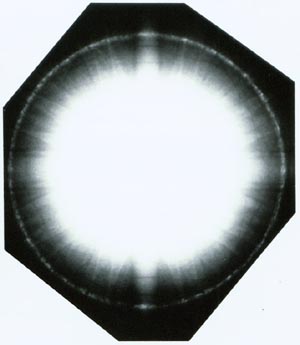 Diffraction pattern showing a first order Laue zone