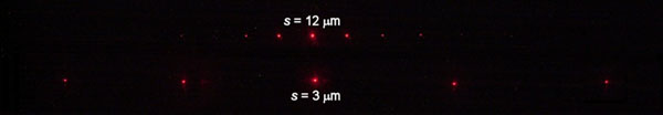 Diffraction patterns for above gratings