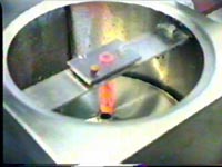 Photograph of water jet quenching end of sample