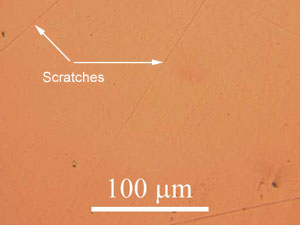 Copper specimen polished to 1 micron level. 