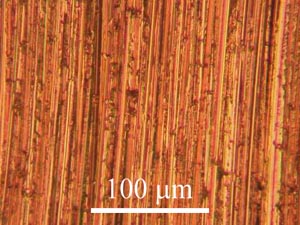 Copper specimen ground with 800 grit paper