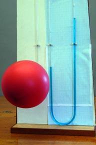 Photograph of balloon and manometer