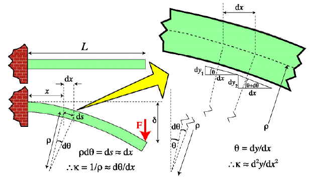Diagram of cantilever curvature